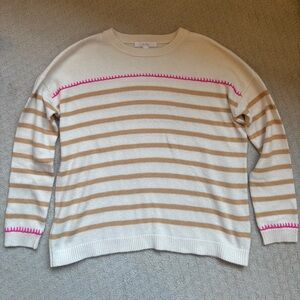 Lilly Pulitzer Beige and Pink Striped Crewneck Sweater